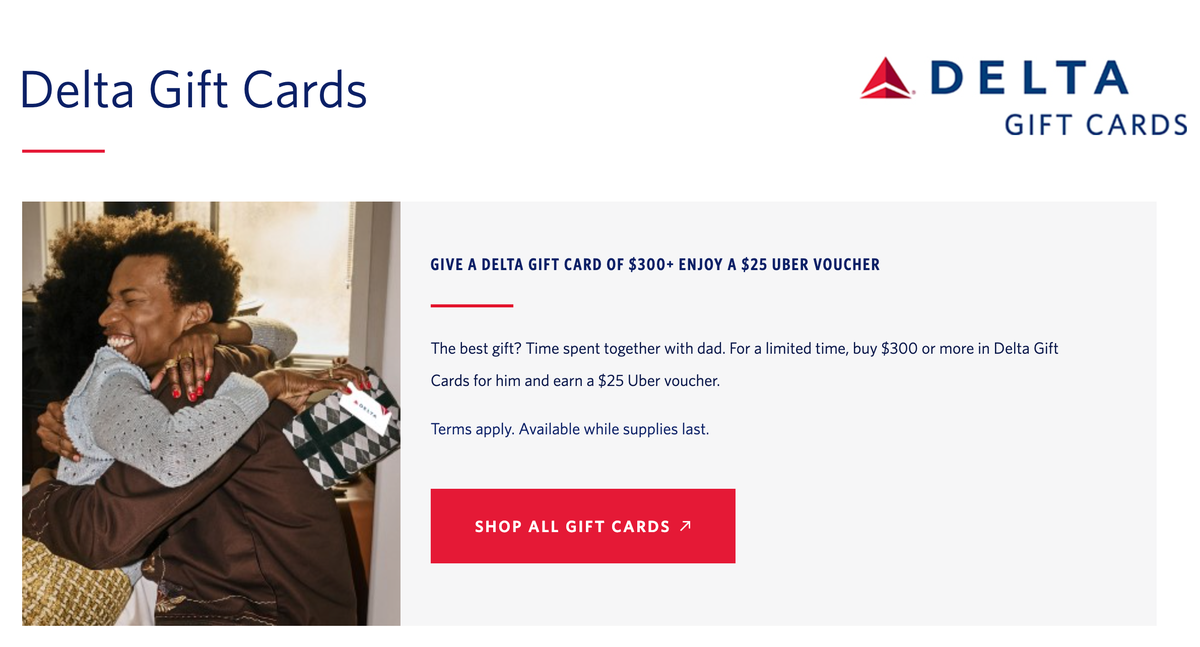 Delta gift card uber promo